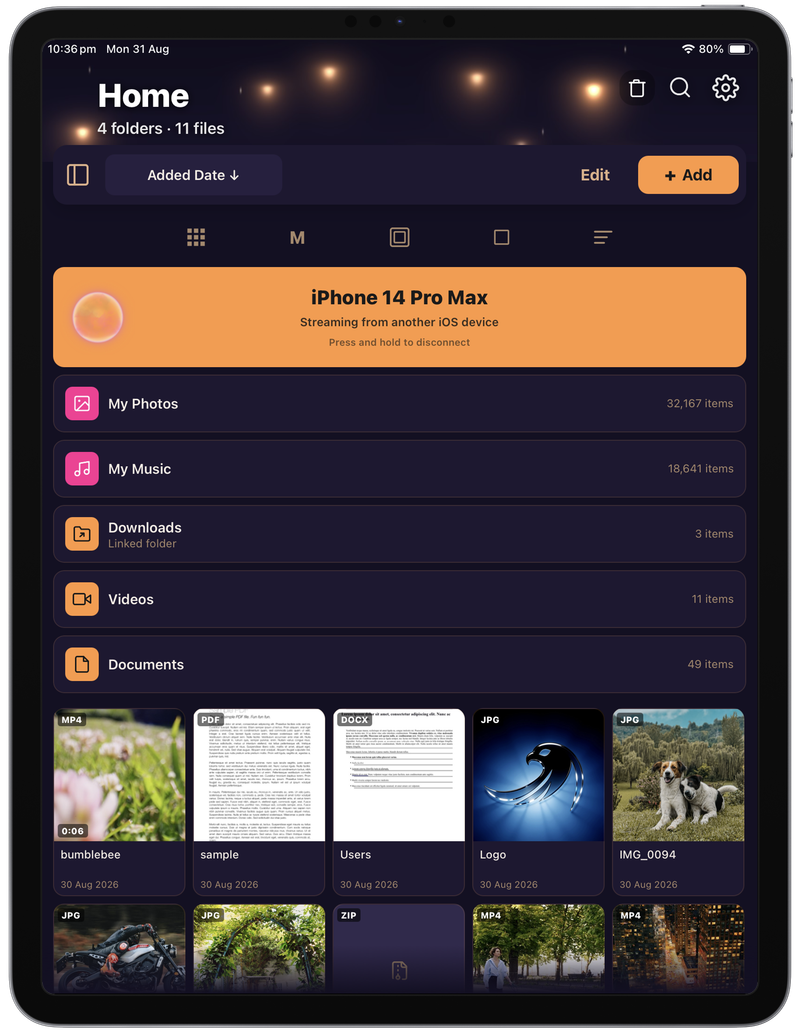 A Falcon library streaming on iPad